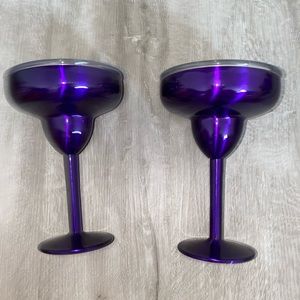Two True North Coolers 8oz Jewel Purple Insulated Margarita Glasses NWT